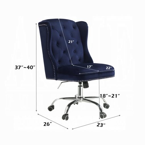 Acme Jamesia Midnight Blue Velvet Swivel Office Chair - Image 7