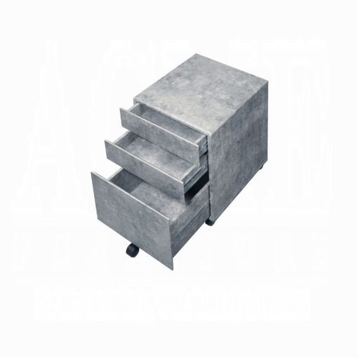Acme Jurgen Faux Concrete & Silver File Cabinet - Image 4