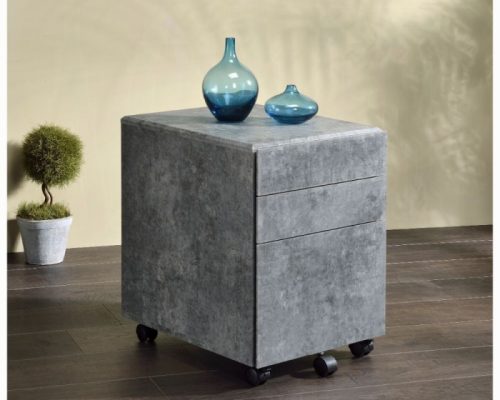 Acme Jurgen Faux Concrete & Silver File Cabinet