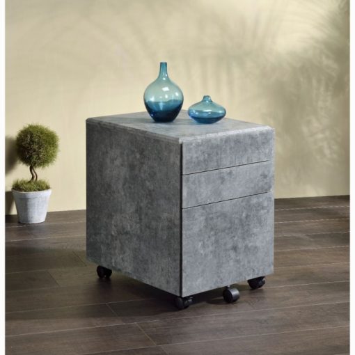 Acme Jurgen Faux Concrete & Silver File Cabinet