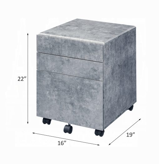 Acme Jurgen Faux Concrete & Silver File Cabinet - Image 5
