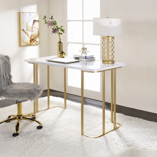 Acme Estie White & Gold Writing Desk(Same AC00902) - Image 6