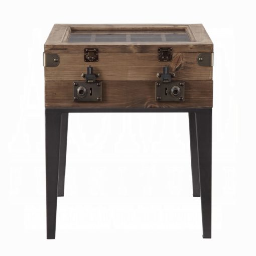 Acme Kolin Rustic Oak & Matte Gray Accent Table - Image 3