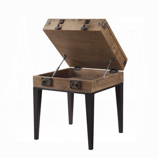 Acme Kolin Rustic Oak & Matte Gray Accent Table - Image 6