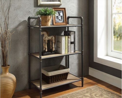 Acme Itzel Antique Oak & Sandy Gray BookShelf