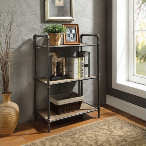 Acme Itzel Antique Oak & Sandy Gray BookShelf