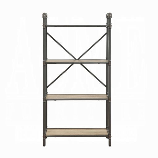 Acme Itzel Antique Oak & Sandy Gray BookShelf - Image 10