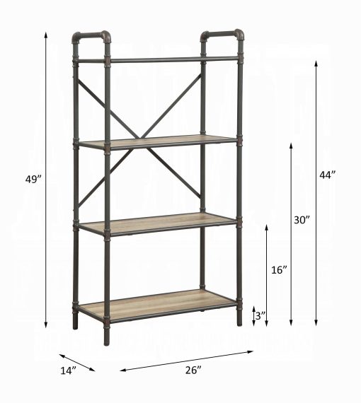 Acme Itzel Antique Oak & Sandy Gray BookShelf - Image 14