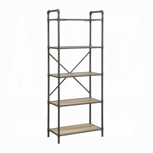 Acme Itzel Antique Oak & Sandy Gray BookShelf - Image 16