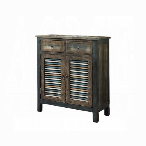 Acme Glancio Antique Oak & Teal Console Cabinet - Image 2