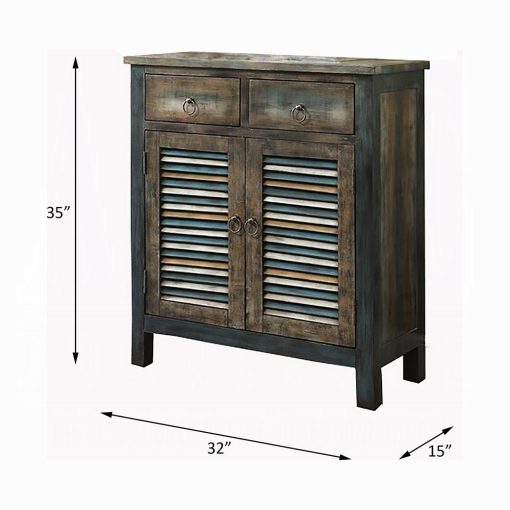 Acme Glancio Antique Oak & Teal Console Cabinet - Image 3