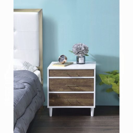 Acme Lurel White & Weathered Oak Accent Table