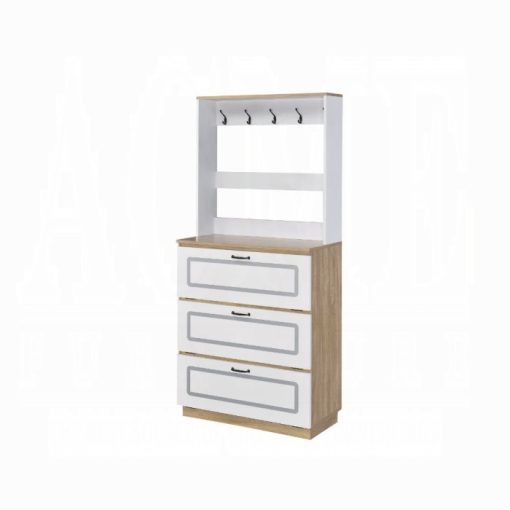 Acme Hewett Light Oak & White Shoe Cabinet - Image 2