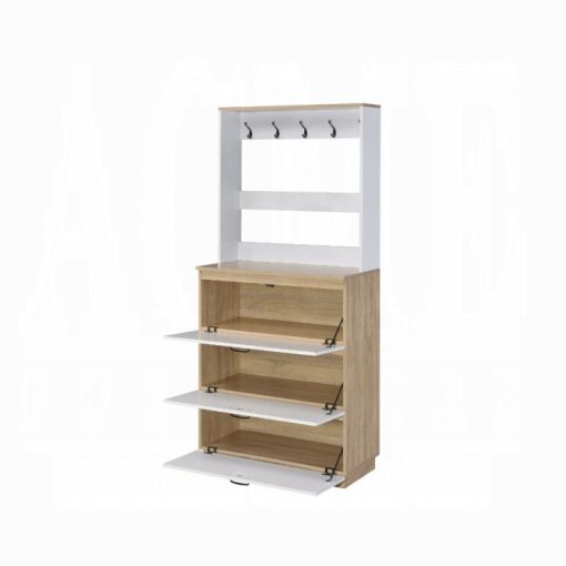 Acme Hewett Light Oak & White Shoe Cabinet - Image 3