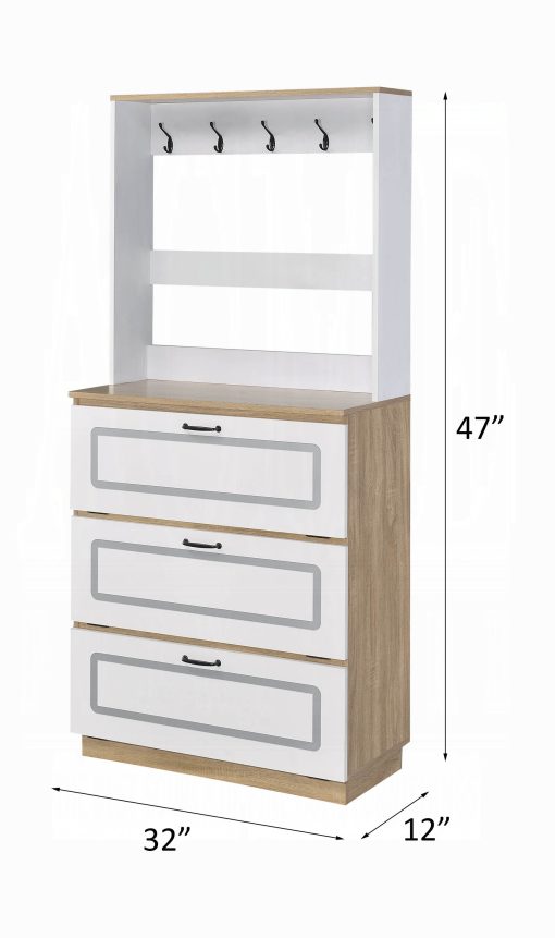 Acme Hewett Light Oak & White Shoe Cabinet - Image 5