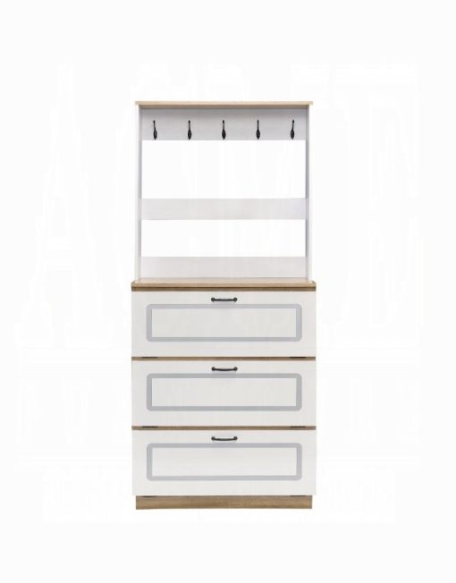Acme Hewett Light Oak & White Shoe Cabinet - Image 4