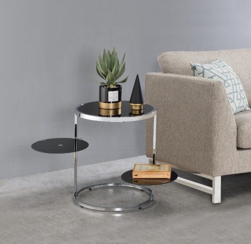 Acme Lynch Black & Chrome Accent Table