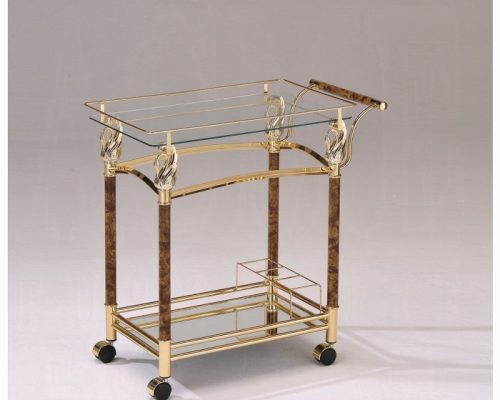 Acme Helmut Gold Plated & Clear Glass - Tempered Serving Cart