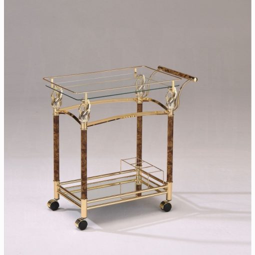 Acme Helmut Gold Plated & Clear Glass - Tempered Serving Cart