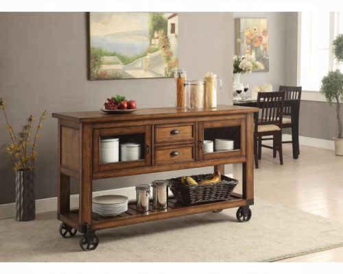 Acme Kadri Distressed Chestnut Kitchen Cart