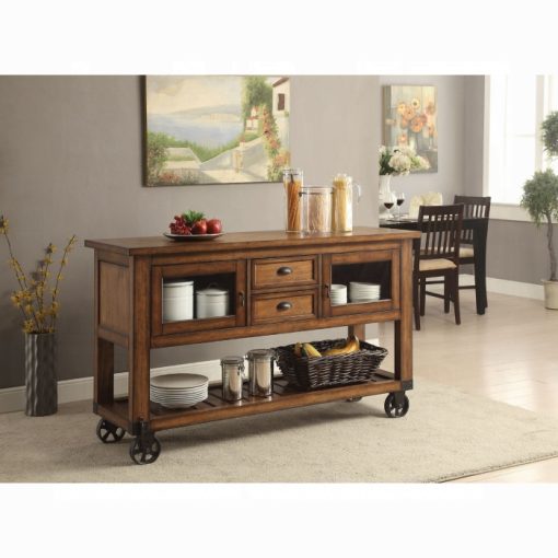 Acme Kadri Distressed Chestnut Kitchen Cart