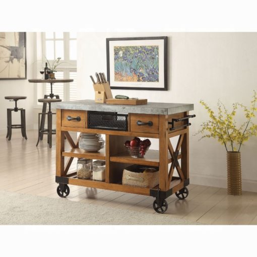 Acme Kailey Antique Oak Kitchen Cart
