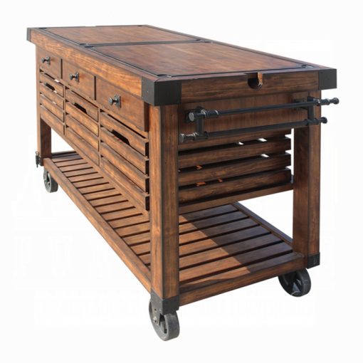 Acme Kaif Distressed Chestnut Kitchen Cart - Image 2