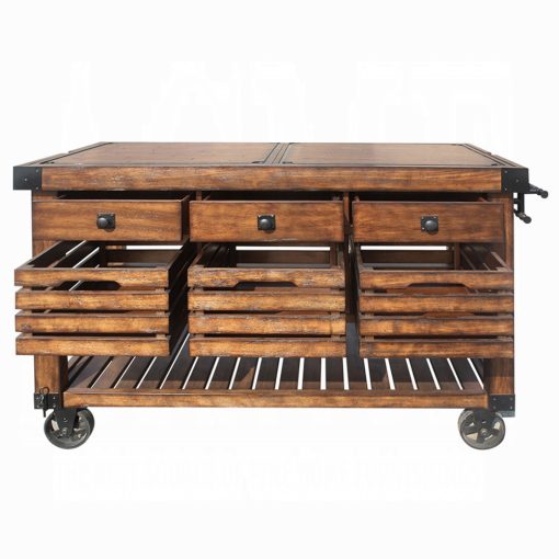 Acme Kaif Distressed Chestnut Kitchen Cart - Image 5