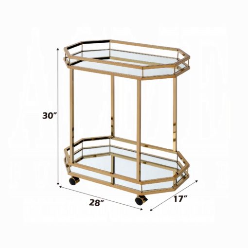 Acme Lacole Champagne & Mirror Serving Cart - Image 4