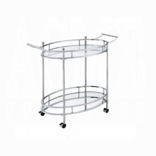 Acme Jinx Clear Glass & Chrome Serving Cart - Image 2