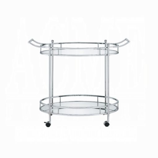 Acme Jinx Clear Glass & Chrome Serving Cart - Image 3