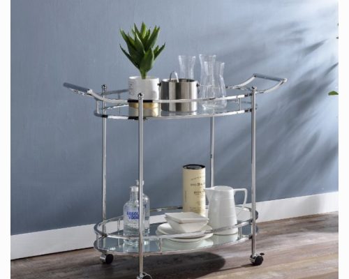Acme Jinx Clear Glass & Chrome Serving Cart