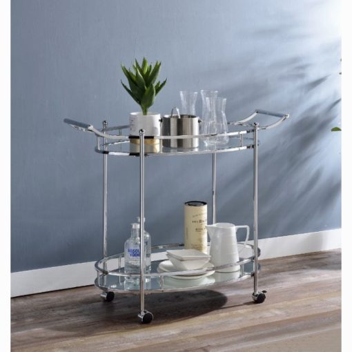 Acme Jinx Clear Glass & Chrome Serving Cart