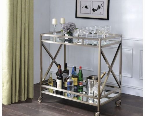 Acme Kristensen Antique Gold & Mirror Serving Cart