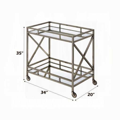 Acme Kristensen Antique Gold & Mirror Serving Cart - Image 2