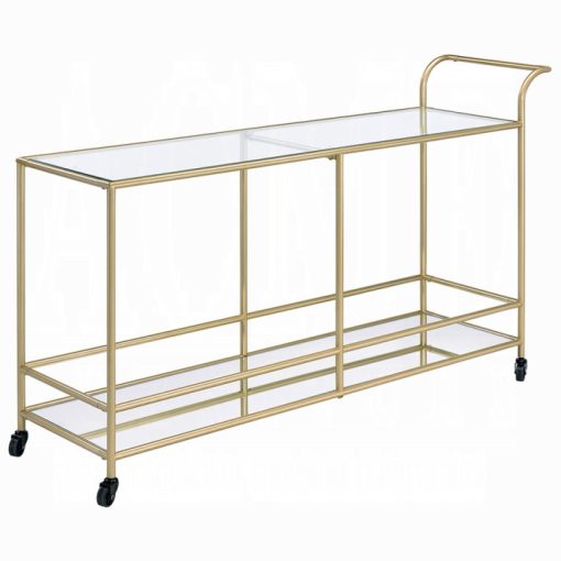Acme Kenda Clear Glass, Mirrored & Gold Serving Cart - Image 2