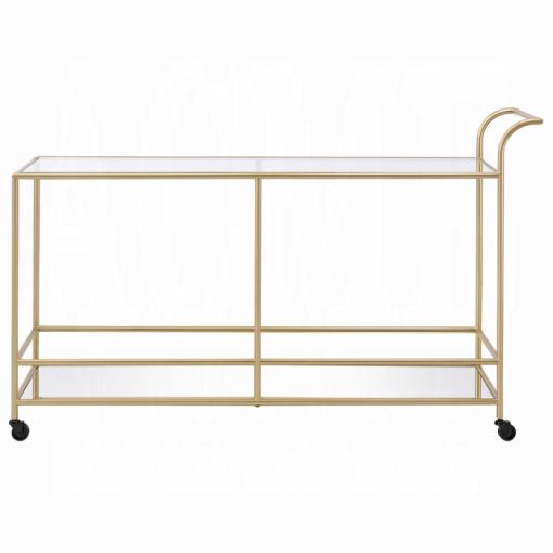 Acme Kenda Clear Glass, Mirrored & Gold Serving Cart - Image 3