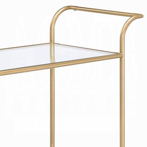 Acme Kenda Clear Glass, Mirrored & Gold Serving Cart - Image 4