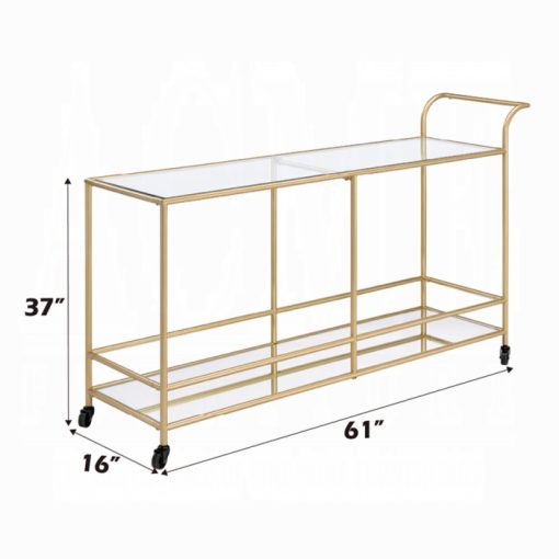 Acme Kenda Clear Glass, Mirrored & Gold Serving Cart - Image 6