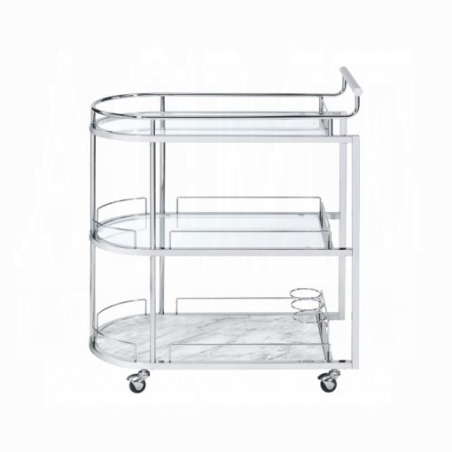 Acme Inyo Clear Glass & Chrome Serving Cart - Image 3