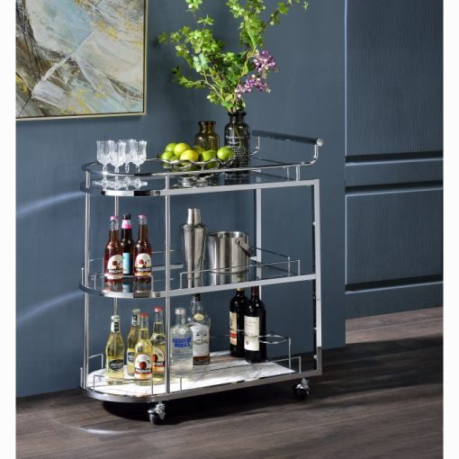 Acme Inyo Clear Glass & Chrome Serving Cart