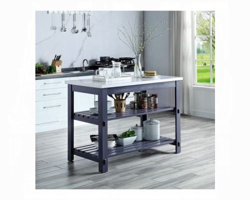 Acme Enapay Natural Marble Top & Gray Kitchen Island