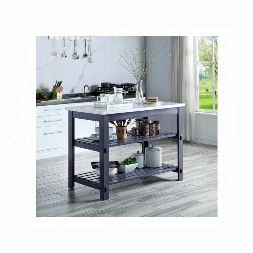 Acme Enapay Natural Marble Top & Gray Kitchen Island