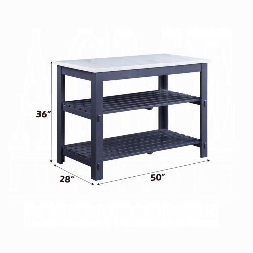Acme Enapay Natural Marble Top & Gray Kitchen Island - Image 5
