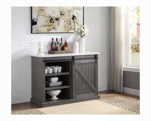 Acme Gauri Natural Marble Top & Gray Oak Kitchen Island