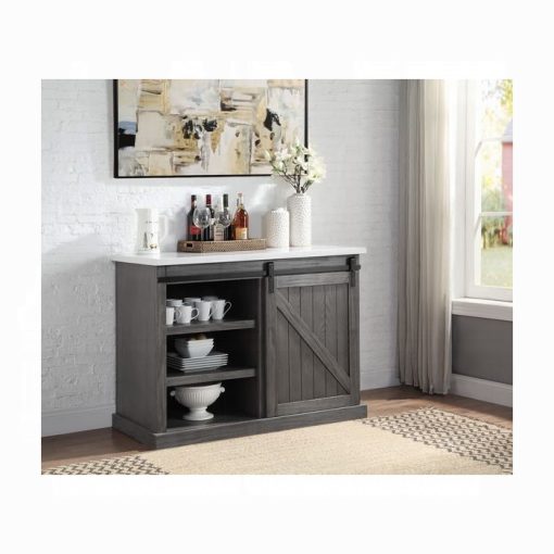 Acme Gauri Natural Marble Top & Gray Oak Kitchen Island
