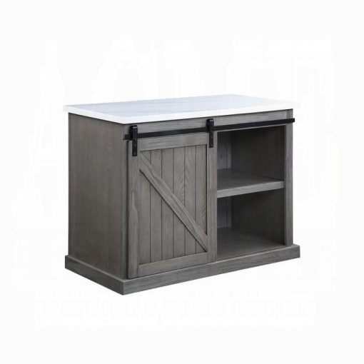 Acme Gauri Natural Marble Top & Gray Oak Kitchen Island - Image 2