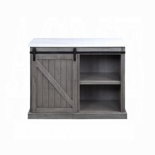 Acme Gauri Natural Marble Top & Gray Oak Kitchen Island - Image 3
