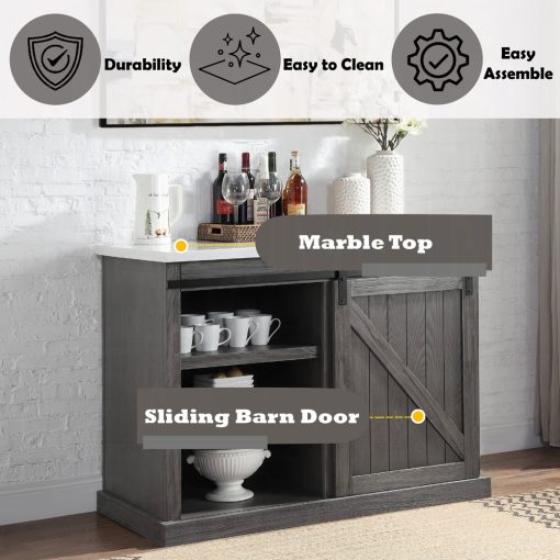 Acme Gauri Natural Marble Top & Gray Oak Kitchen Island - Image 7