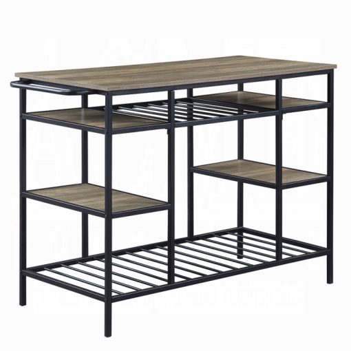 Acme Lona Rustic Oak & Black Kitchen Island - Image 2